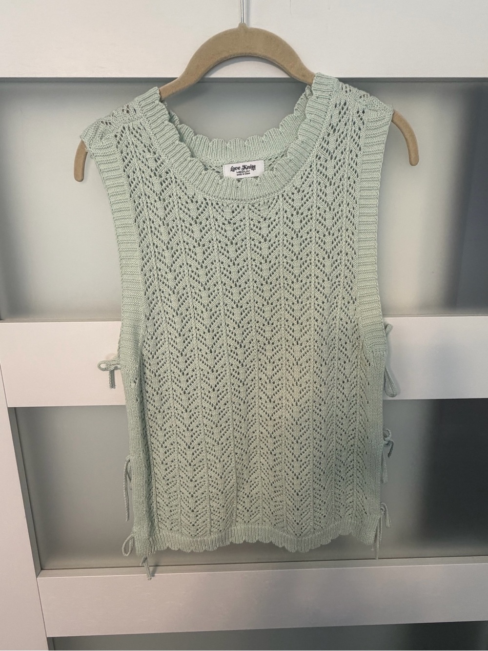 Side-Tie Knit Tank Top - Light Mint